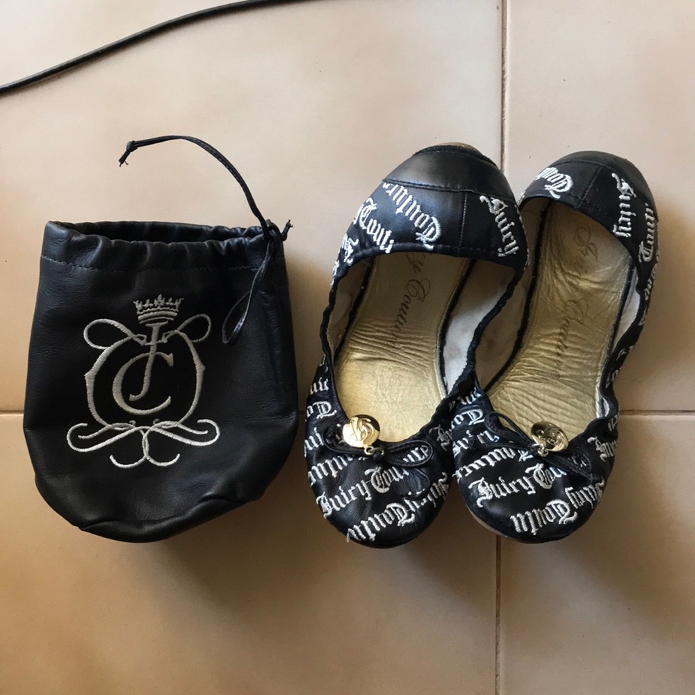 Vintage Juicy Couture Leather Ballet Flats shoes and bag holder - Picture 1 of 8